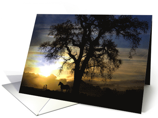 thank you for your sympathy horse silhouette and oak tree card