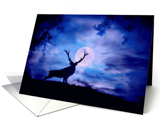 Elk and Moon Christmas Greeting card (986549)