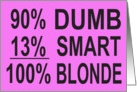 DUMB BLONDE - PINK - FUNNY BLONDE JOKE card