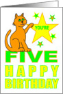 YOU’RE FIVE HAPPY BIRTHDAY - KITTEN - KITTY card