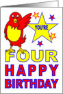 YOU’RE FOUR HAPPY BIRTHDAY - REDBIRD - RED BIRD card