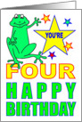 YOU’RE FOUR HAPPY BIRTHDAY - SMILING GREEN FROGGIE card