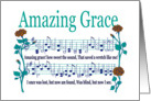 AMAZING GRACE SONG - IN SYMPATHY - MUSIC - RED ROSES card