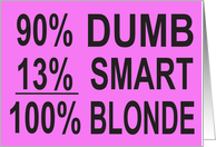 DUMB BLONDE - PINK - FUNNY BLONDE JOKE card