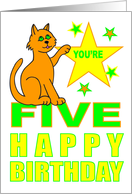 YOU’RE FIVE HAPPY BIRTHDAY - KITTEN - KITTY card