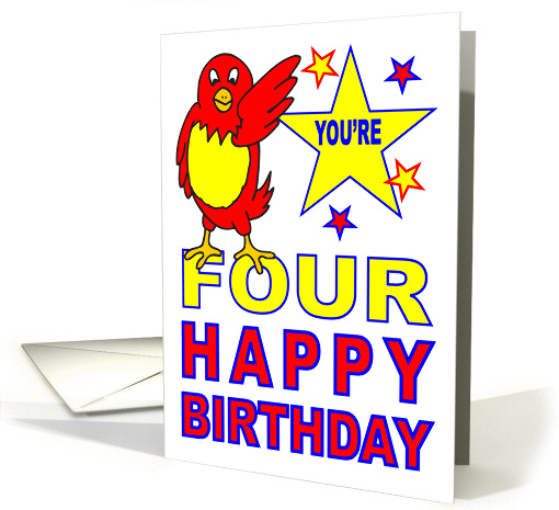 YOU'RE FOUR HAPPY BIRTHDAY - REDBIRD - RED BIRD card (1023281)