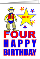 YOU’RE FOUR HAPPY BIRTHDAY - COWBOY card