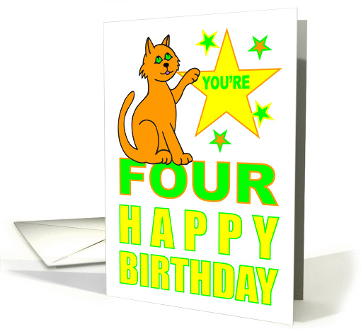 YOU'RE FOUR HAPPY BIRTHDAY - KITTEN - KITTY - CAT card (1028933)