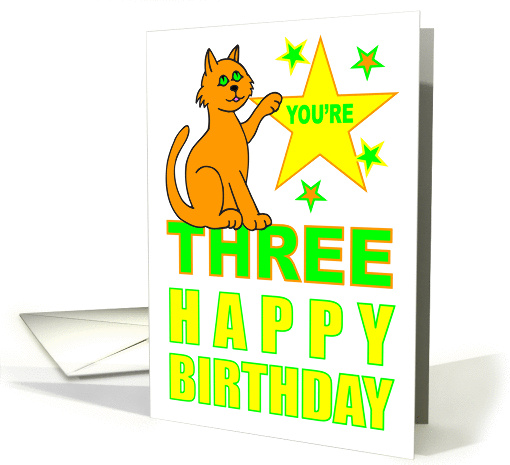 YOU'RE THREE HAPPY BIRTHDAY - KITTY - KITTEN - CAT card (1035765)