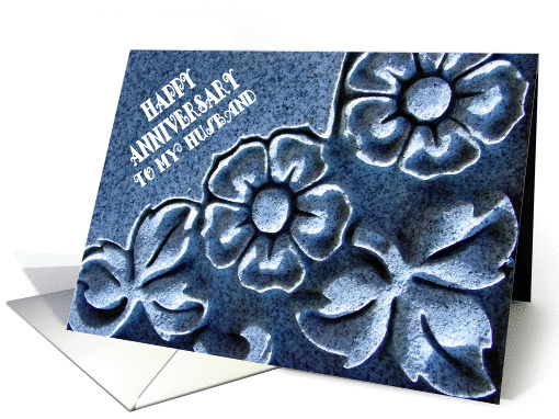 Happy Anniversary Husband Blue Granite Flowers
 card (889963)