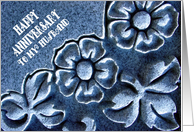 Happy Anniversary Husband Blue Granite Flowers card