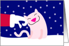 Christmas, Santa Petting Pink Cat card