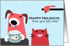 Christmas Card from Pet Sitter, Cute Cat, Dog & Bird card