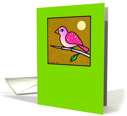 Pink bird by moonlight card (497963)
