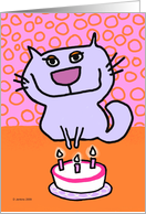 Girl cat with birthday cake card