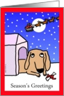 Christmas dachshund watching Santa card