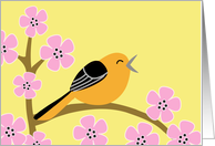 Singing Bird & Pink Flowers card