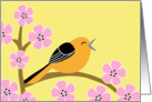 Singing Bird & Pink Flowers card