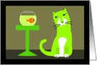 Cat & Goldfish Blank Card