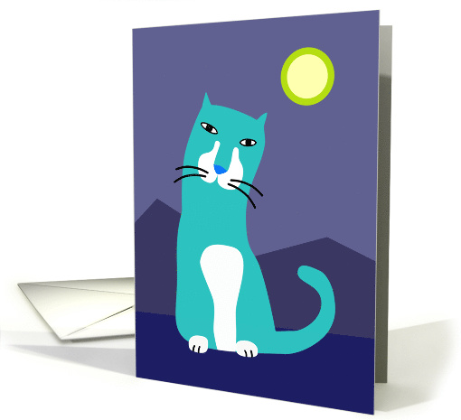 Blue Cat by Moonlight card (656500)