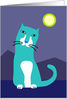 Blue Cat by Moonlight card