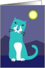 Blue Cat by Moonlight card