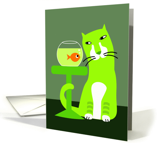 Cat & Goldfish card (659157)