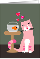 Cat & Goldfish Valentine card