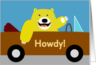 Yellow Bear saying Howdy card