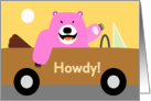 Pink Bear saying Howdy card