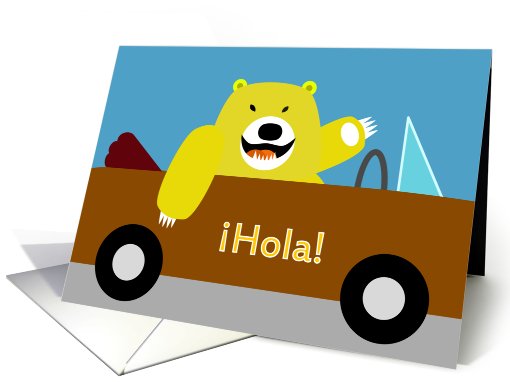 Yellow Bear saying Hola card (724939)