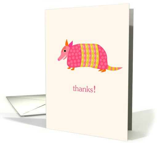 Pink & Yellow Armadillo Thank You card (755185)