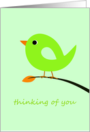 Green Bird Thinking of You card