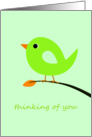 Green Bird Thinking of You card