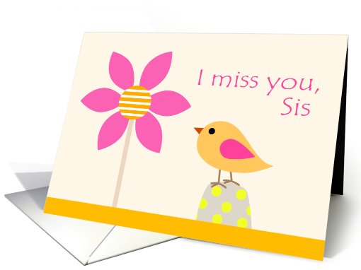 I Miss You, Sis, Bird & Flower card (792015)