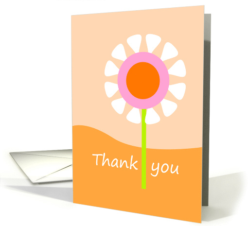 Thank you card with orange, pink & white flower card (800393)