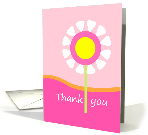 Thank you card with pink & white flower card (800394)