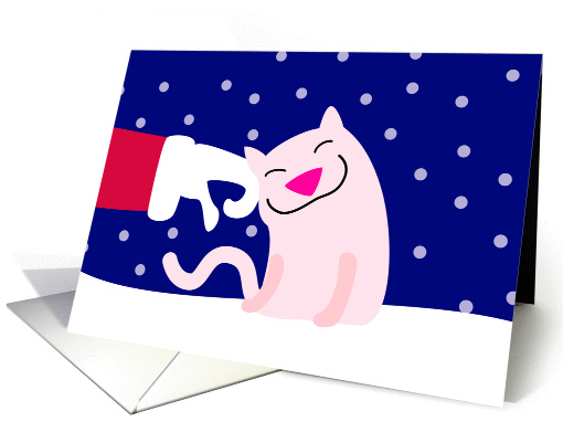 Christmas, Santa Petting Pink Cat card (842683)