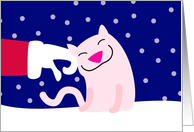 Christmas, Santa Petting Pink Cat card