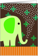 Cute Elephant Spraying Water card