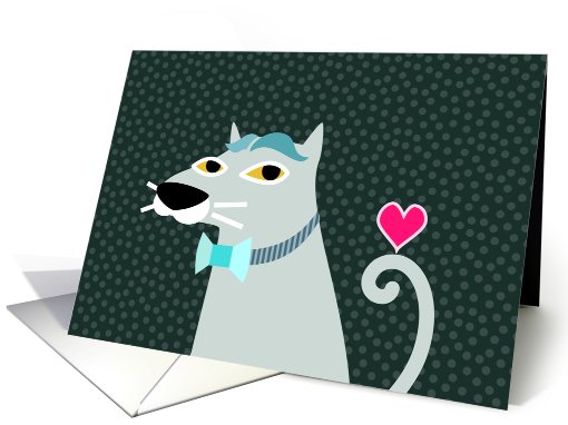 Handsome Cat with Heart, Blank Note card (933027)