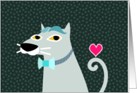 Handsome Cat with Heart, Blank Note Card