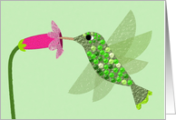 Green Hummingbird Blank Note Card