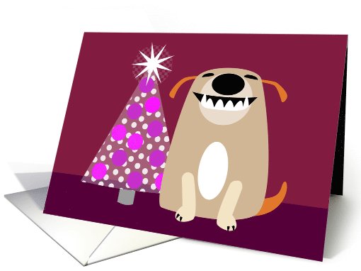 Smiling Dog & Christmas Tree card (948984)