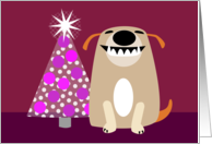 Smiling Dog & Christmas Tree card