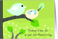 Sister’s First Mother’s Day Bird & Nest card