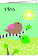 Merci - French Thank You Bird & Sun card