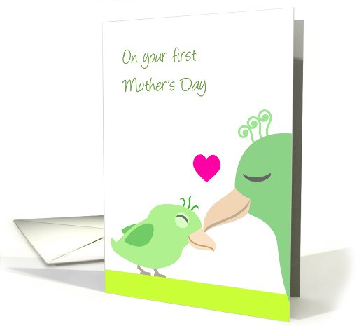 Cute Birds & Heart for First Mother's Day card (995803)