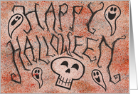 Happy Halloween Laughing Ghosts and Skull card