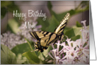 Happy Birthday Mom, butterfly on flower card